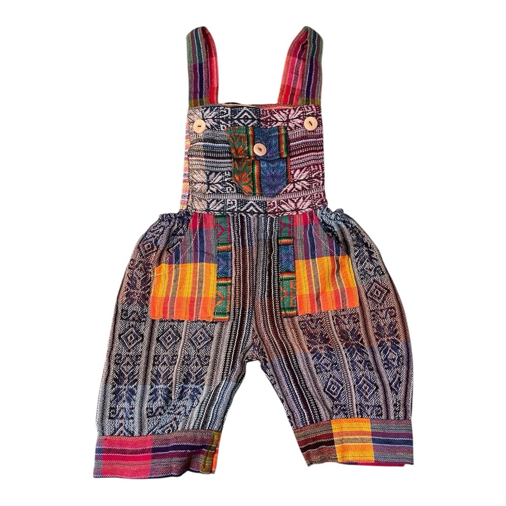 Handmade Native Hands Boho Patchwork Woven Baby Romper Made in Ecuador Size 2T